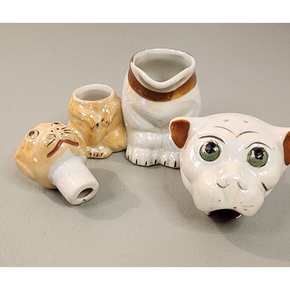 Vtg Bonzo Dog Puppy Salt Pepper Shaker Condiment Set Lusterware Japan - Picture 4 of 7